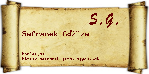 Safranek Géza névjegykártya
